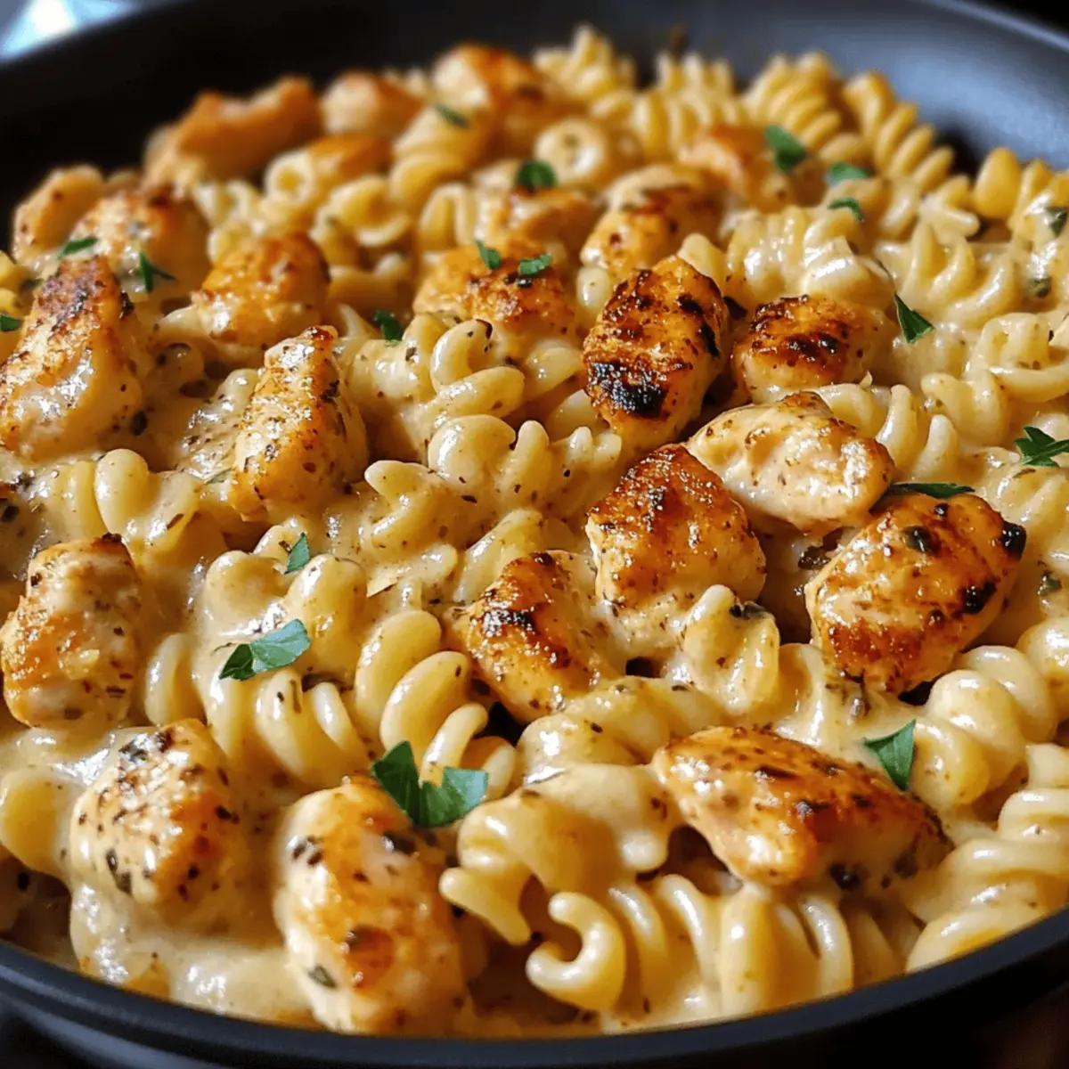 Cheesy Cajun Garlic Chicken Rotini Skillet