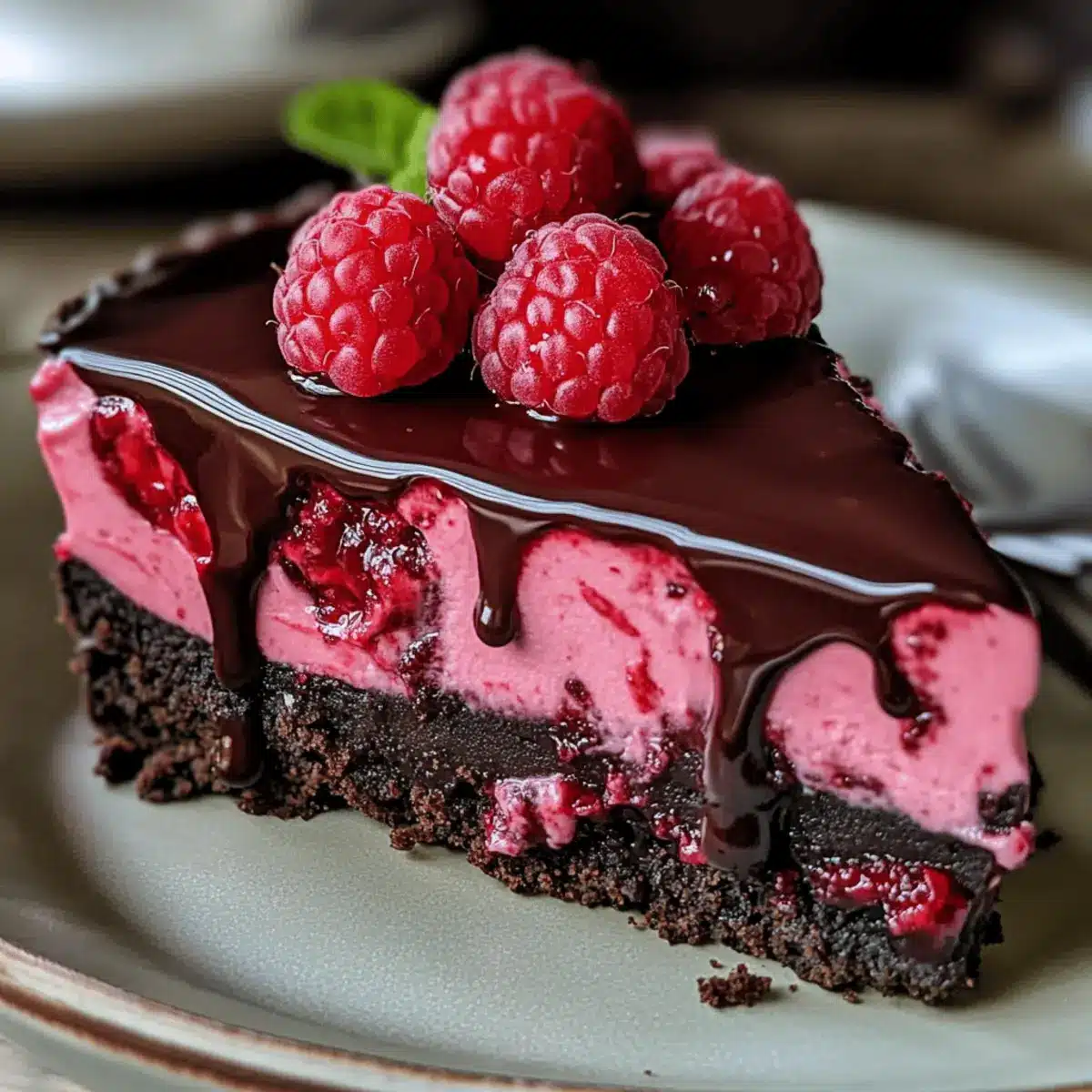 Dark Chocolate Raspberry Cheesecake