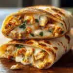 Ooey-Gooey Cheesy Garlic Chicken Wraps