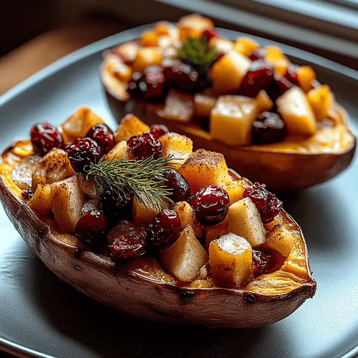 Cranberry Apple Twice-Baked Sweet Potatoes