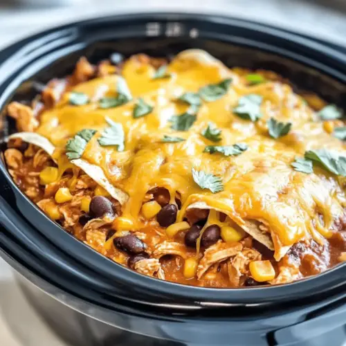 Crockpot Chicken Enchilada Casserole