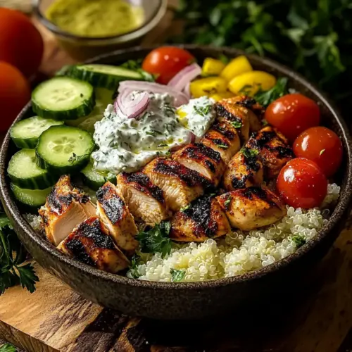 Greek chicken souvlaki bowls