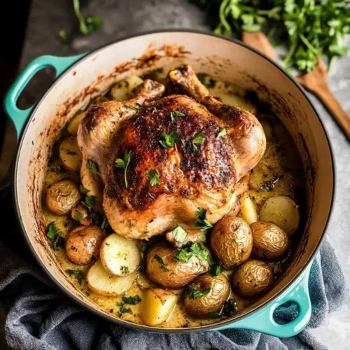 Creamy Lemon and Herb Pot Roasted Chicken