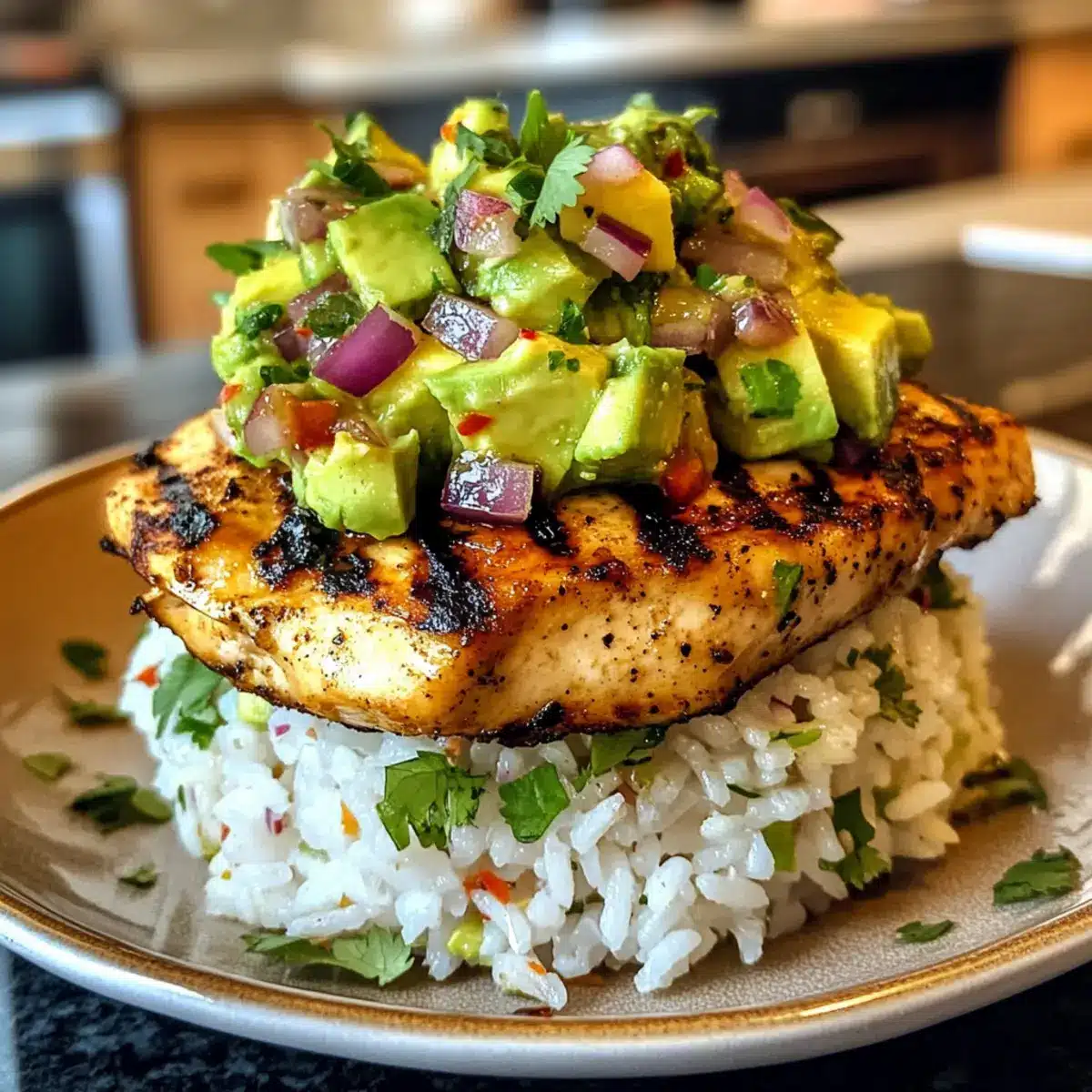 Honey Lime Chicken & Avocado Rice Stack