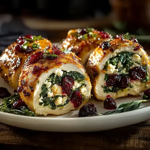Cranberry Spinach Stuffed Chicken