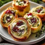 Cranberry Cream Cheese Pinwheels with Feta & Herbs