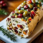 Festive Holiday Antipasto Cream Cheese Log