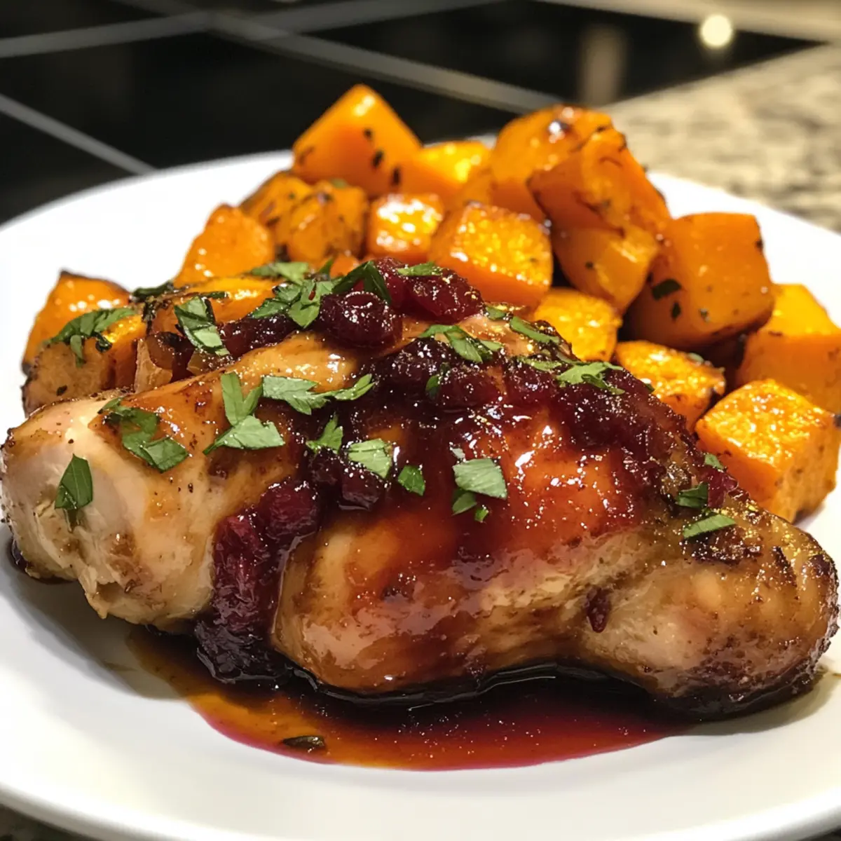 Cranberry Glazed Chicken with Carrots & Sweet Potatoes