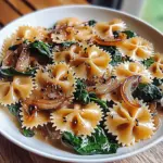 Farfalle Pasta with Spinach, Mushrooms, and Caramelized Onions