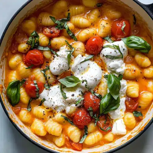 30 Minute Creamy Tomato Gnocchi with Burrata