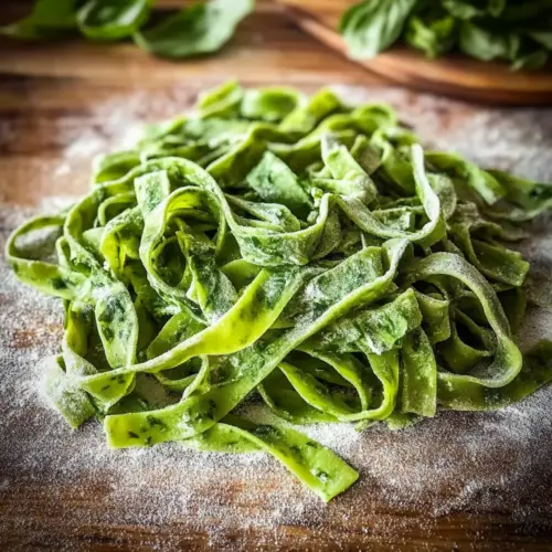 Homemade Fresh Spinach Fettuccine Pasta Dough