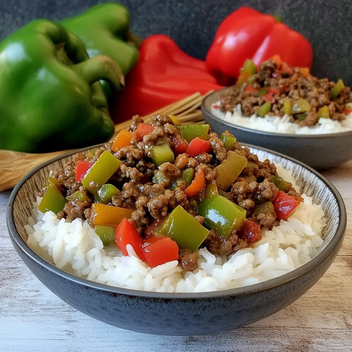 Beef and Pepper Rice Bowls