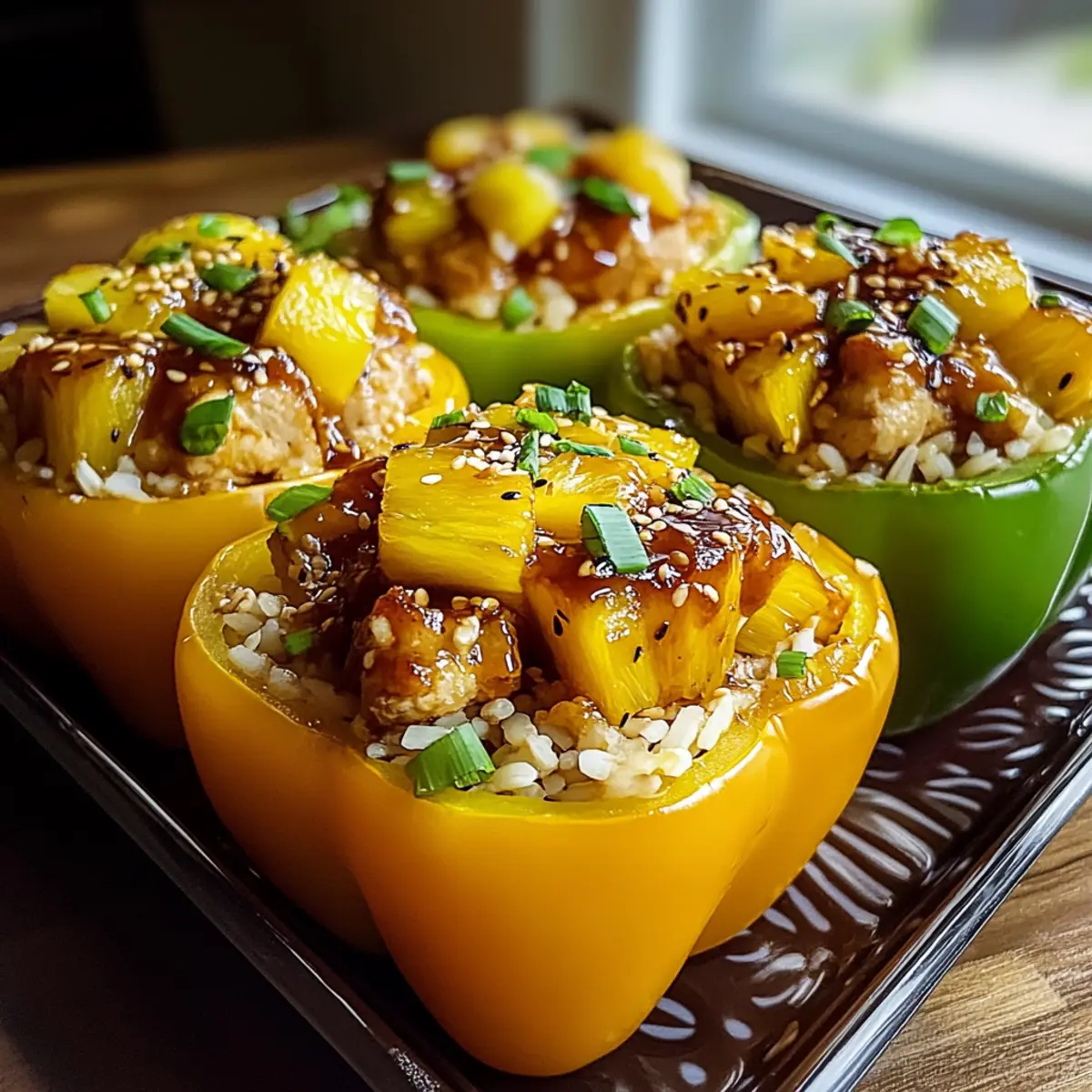 Teriyaki Pineapple Chicken & Rice Stuffed Peppers