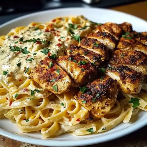 Cajun Chicken and Garlic Parmesan Linguine
