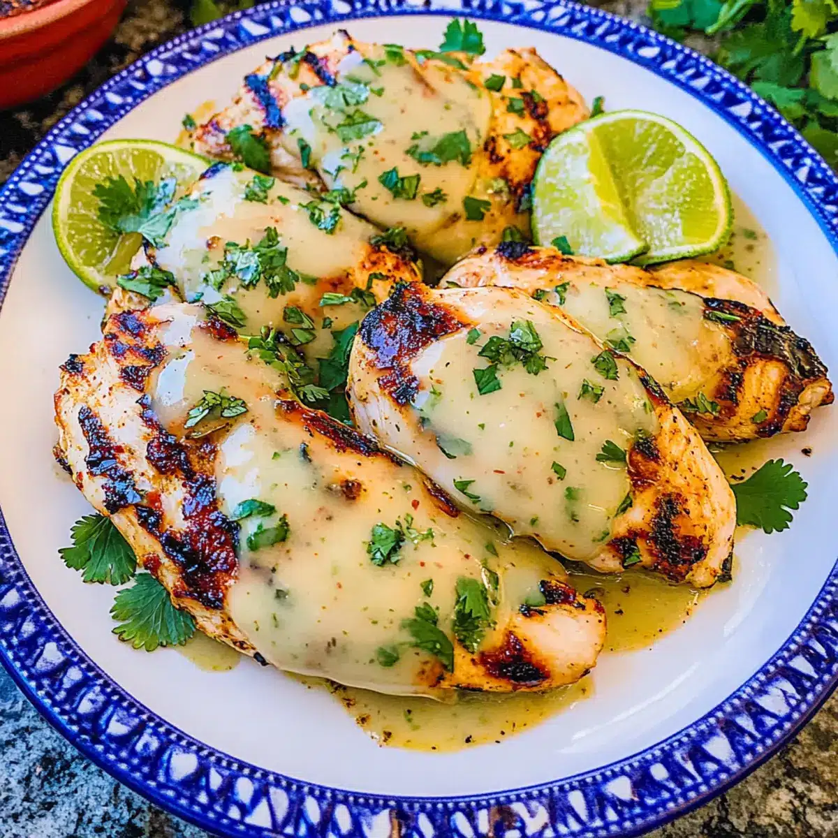 Grilled Salsa Verde Pepper Jack Chicken