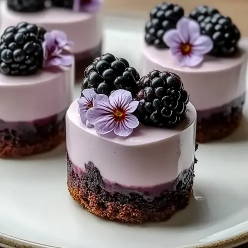 Mini Blackberry Mousse Cakes