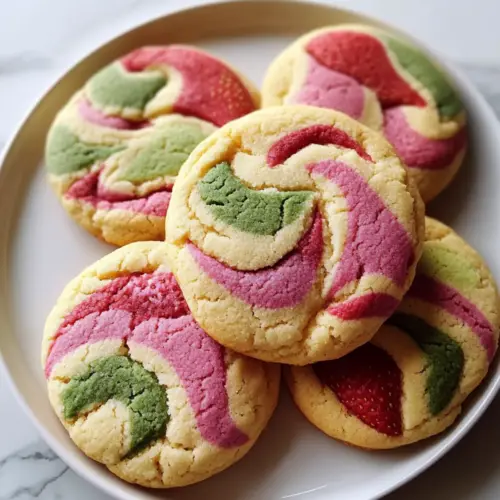 Delicious Strawberry Matcha Marble Cookies