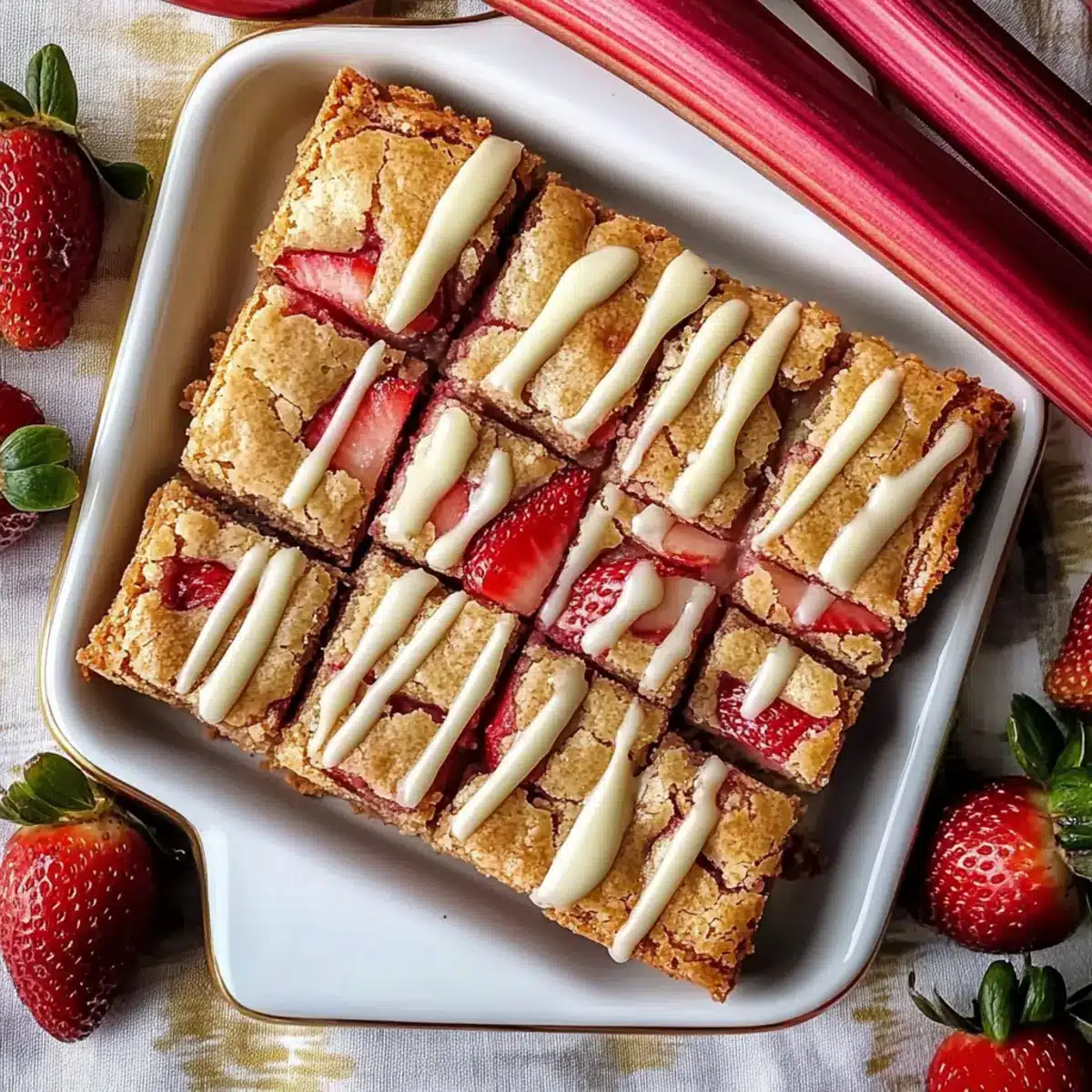 Strawberry Rhubarb Blondies
