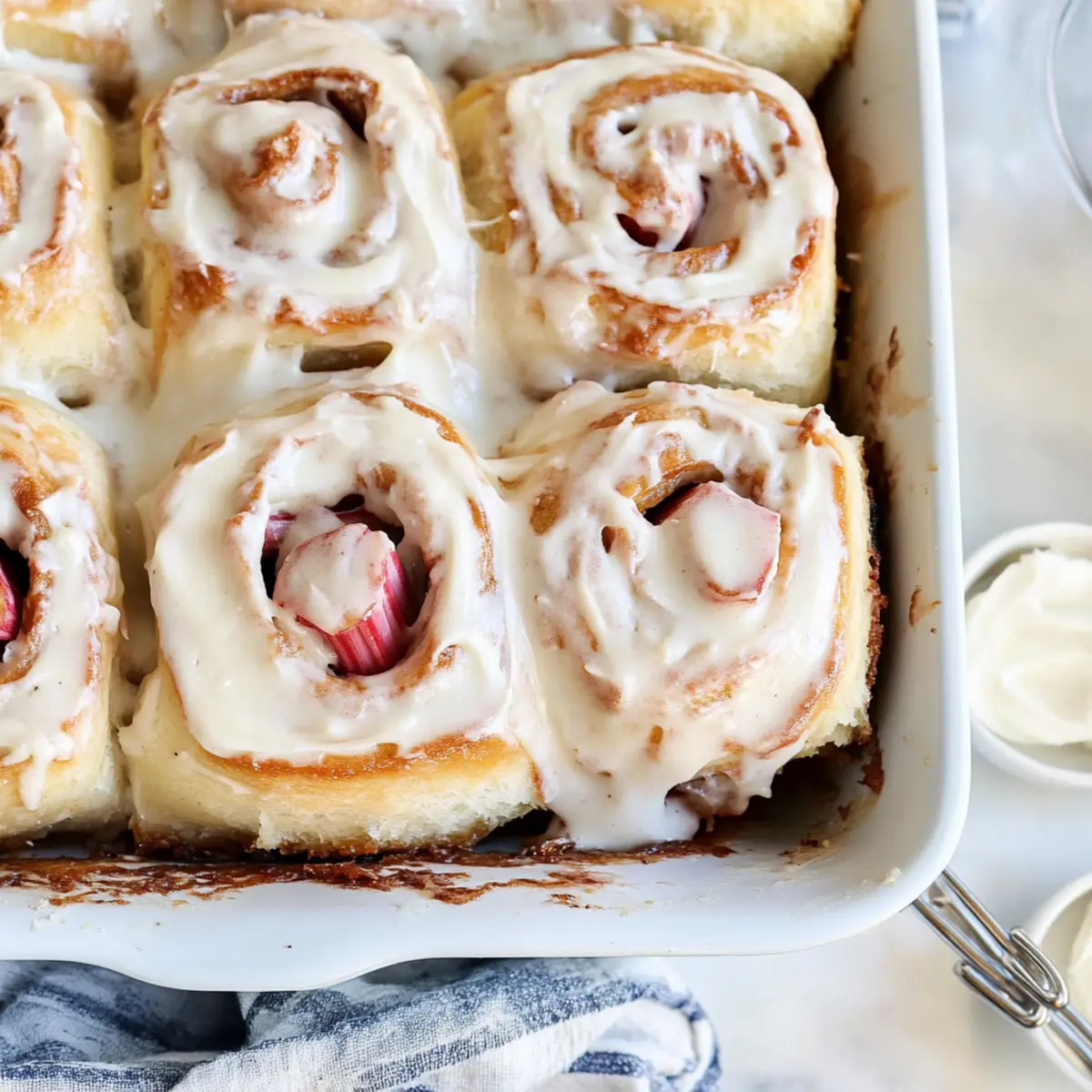 Rhubarb Sticky Buns with Vanilla Bean Mascarpone