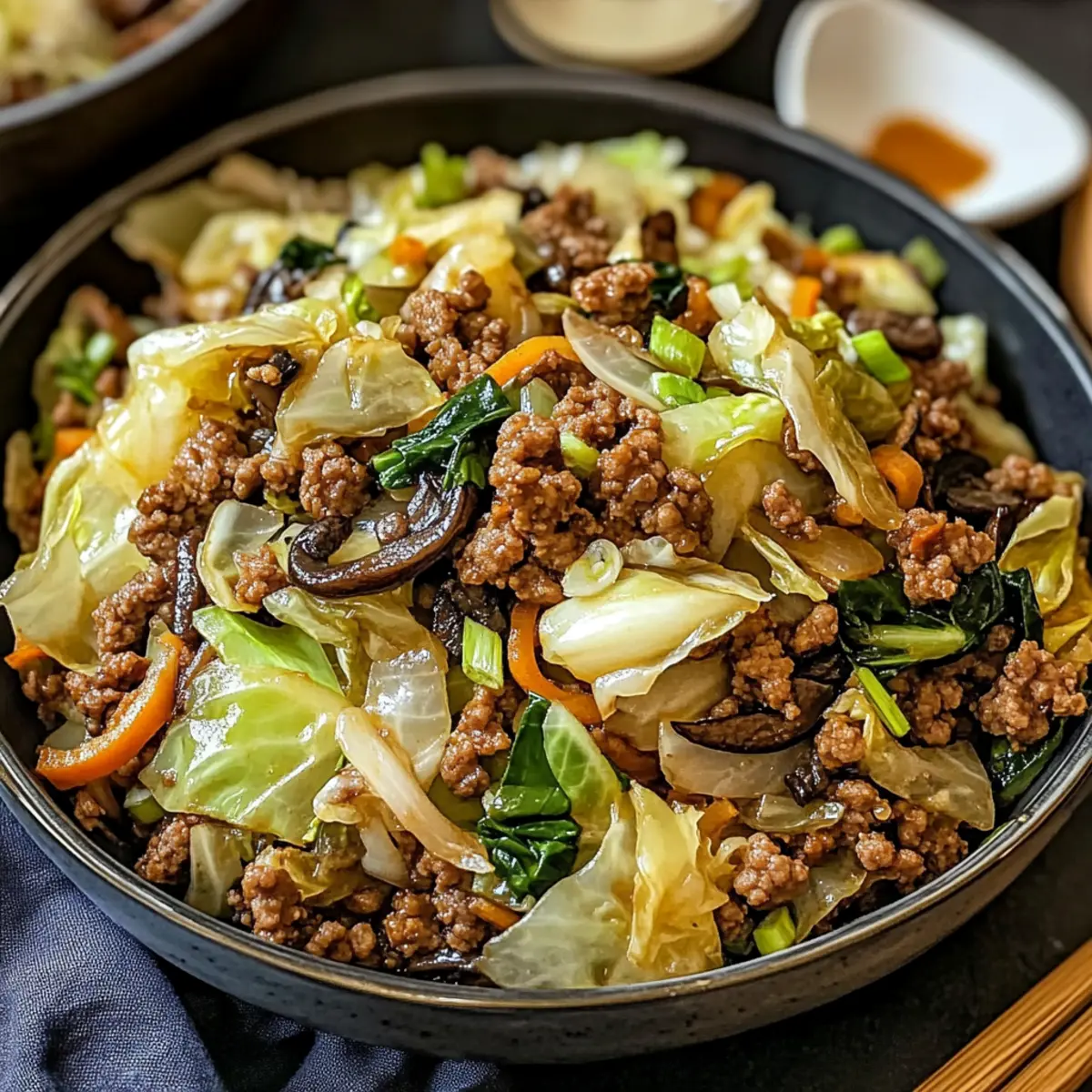 Chinese Ground Beef and Cabbage Stir Fry
