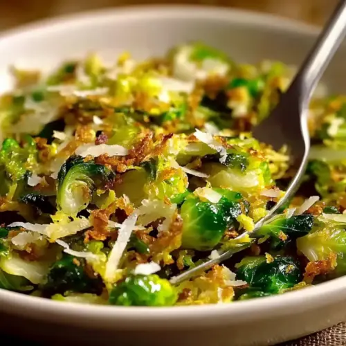 Sautéed Shredded Brussels Sprouts with Parmesan