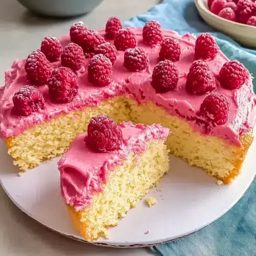 Soft Almond Raspberry Cake