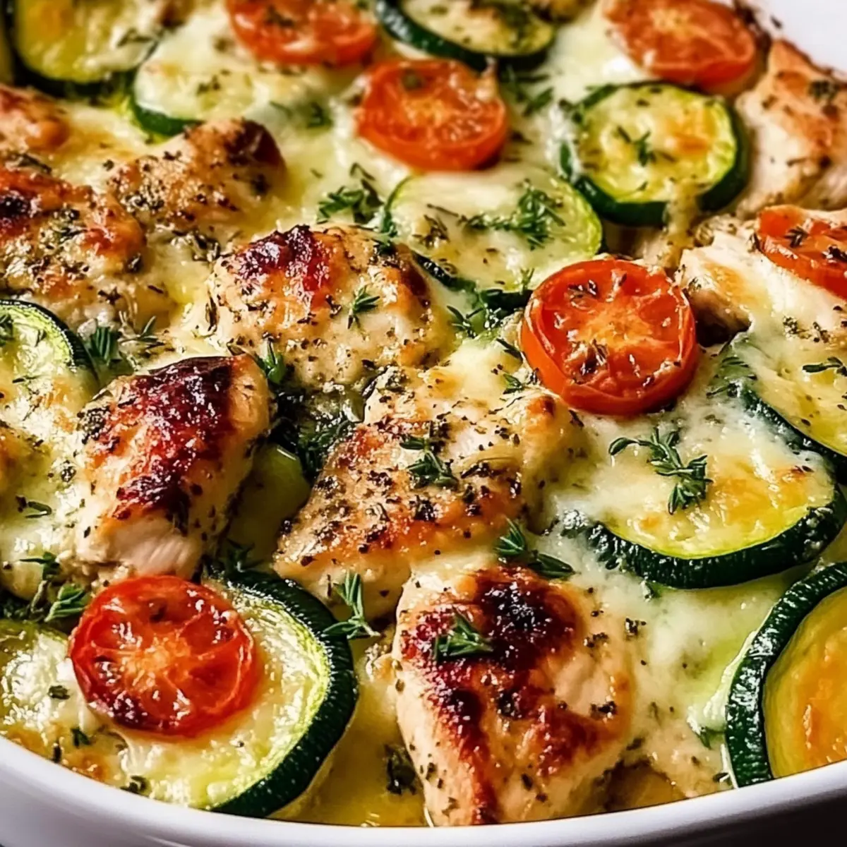Mediterranean Chicken Zucchini Bake