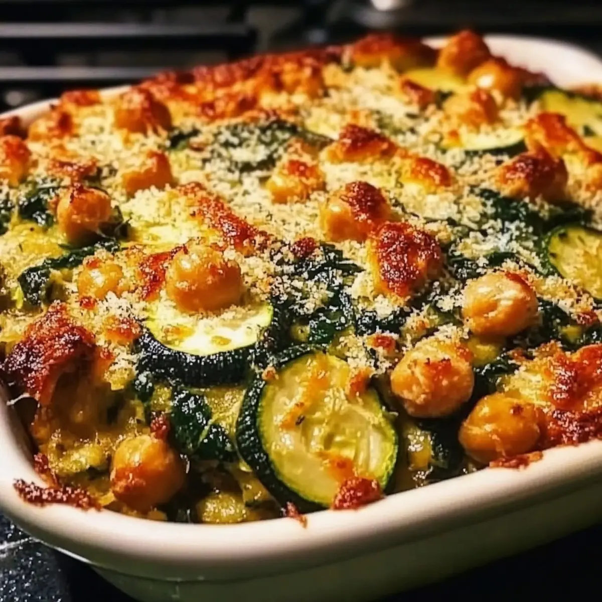 Spinach Zucchini Chickpea Bake