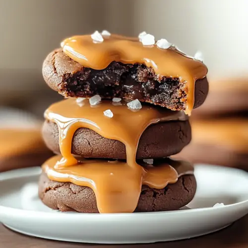 Peanut Butter Cookies with Salted Caramel Drizzle
