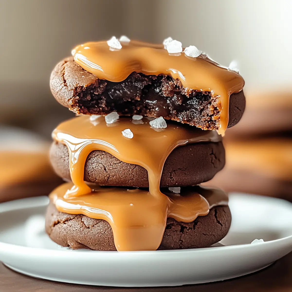 Peanut Butter Cookies with Salted Caramel Drizzle