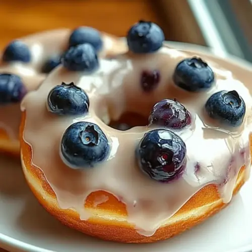 Blueberry Cake Donuts with Sweet Vanilla Glaze