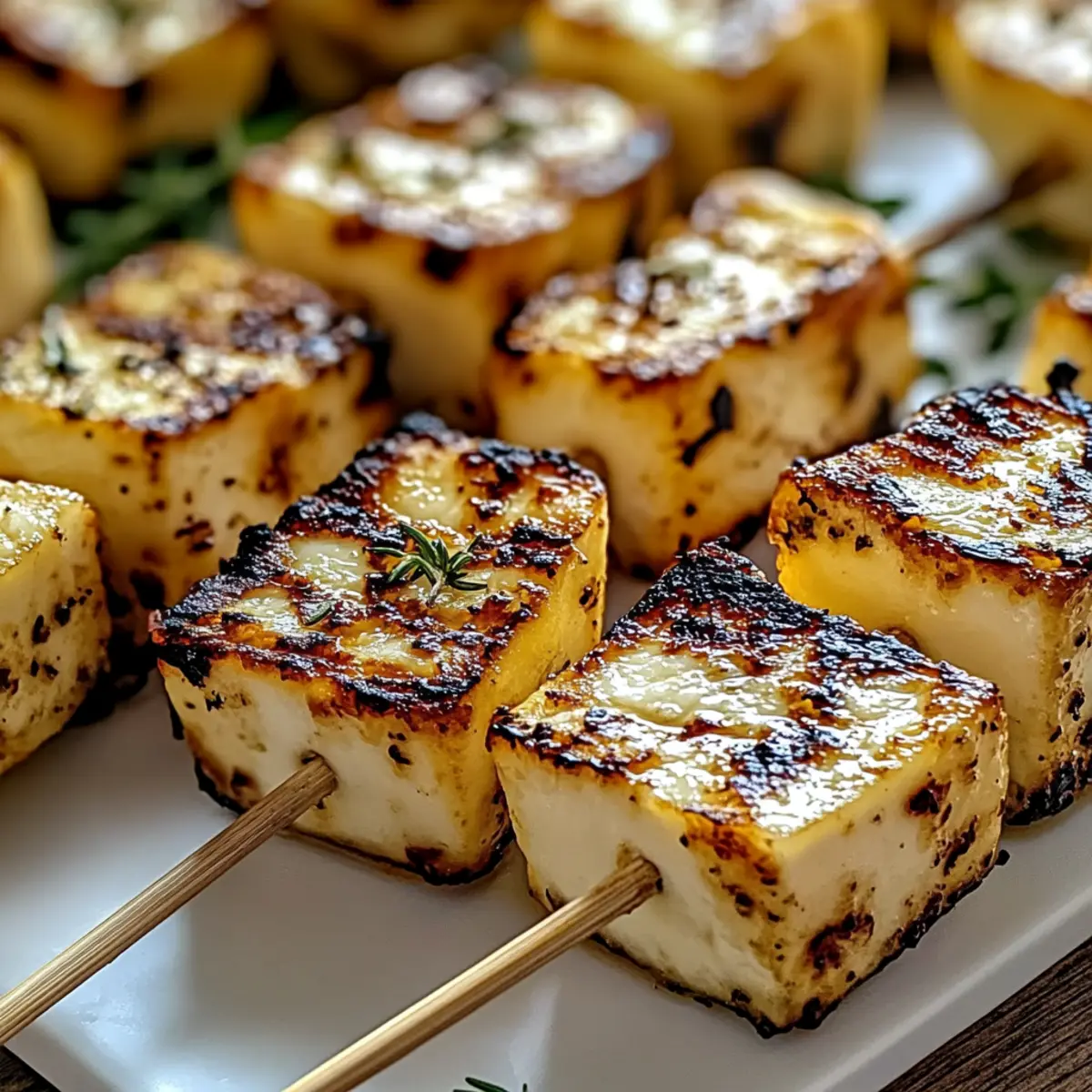 Grilled Halloumi Skewers with Lemon