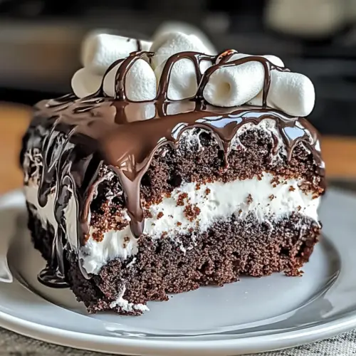 Marshmallow Chocolate Poke Cake