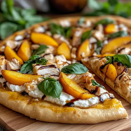 Chicken Peach Ricotta Pizza