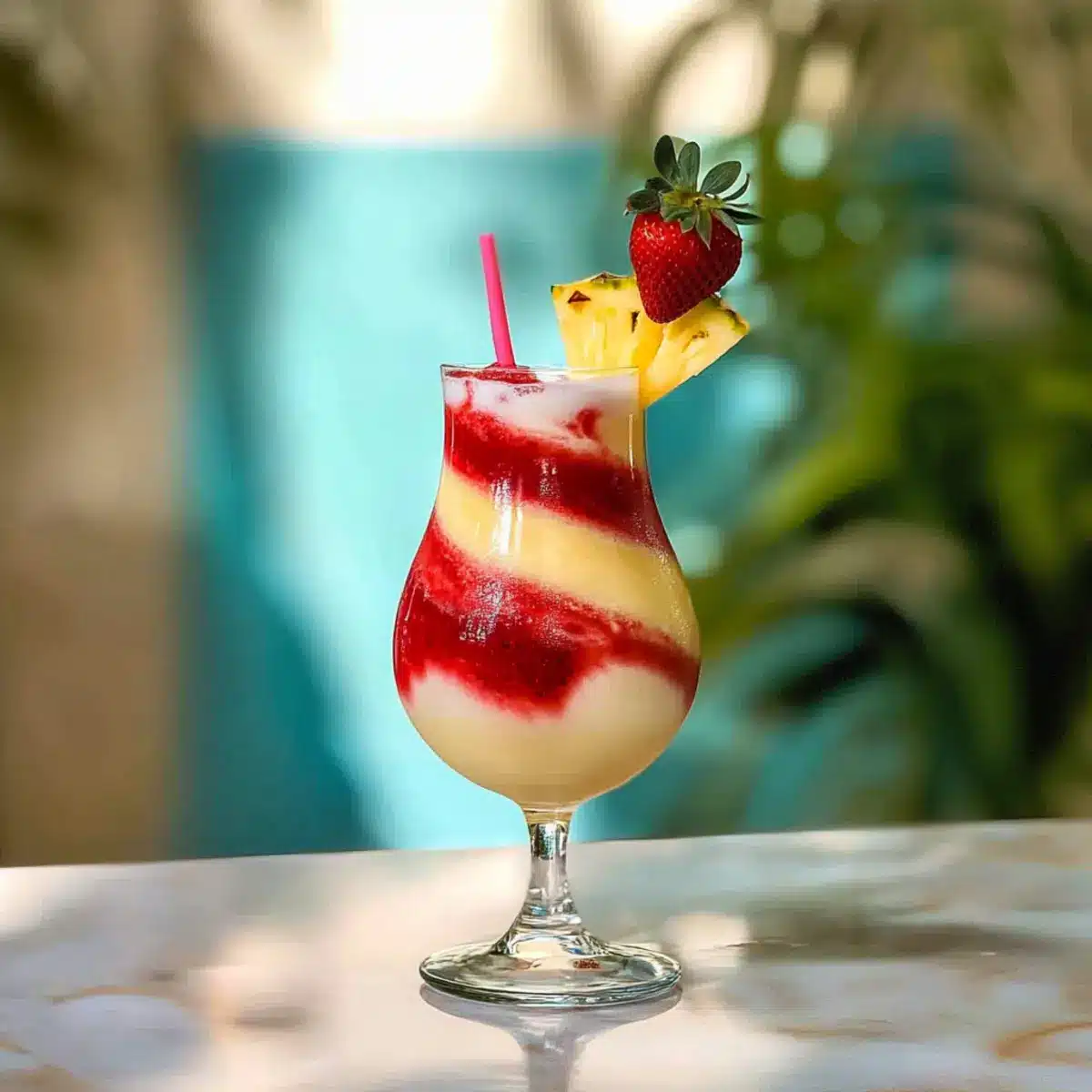 Strawberry Sunset Piña Colada
