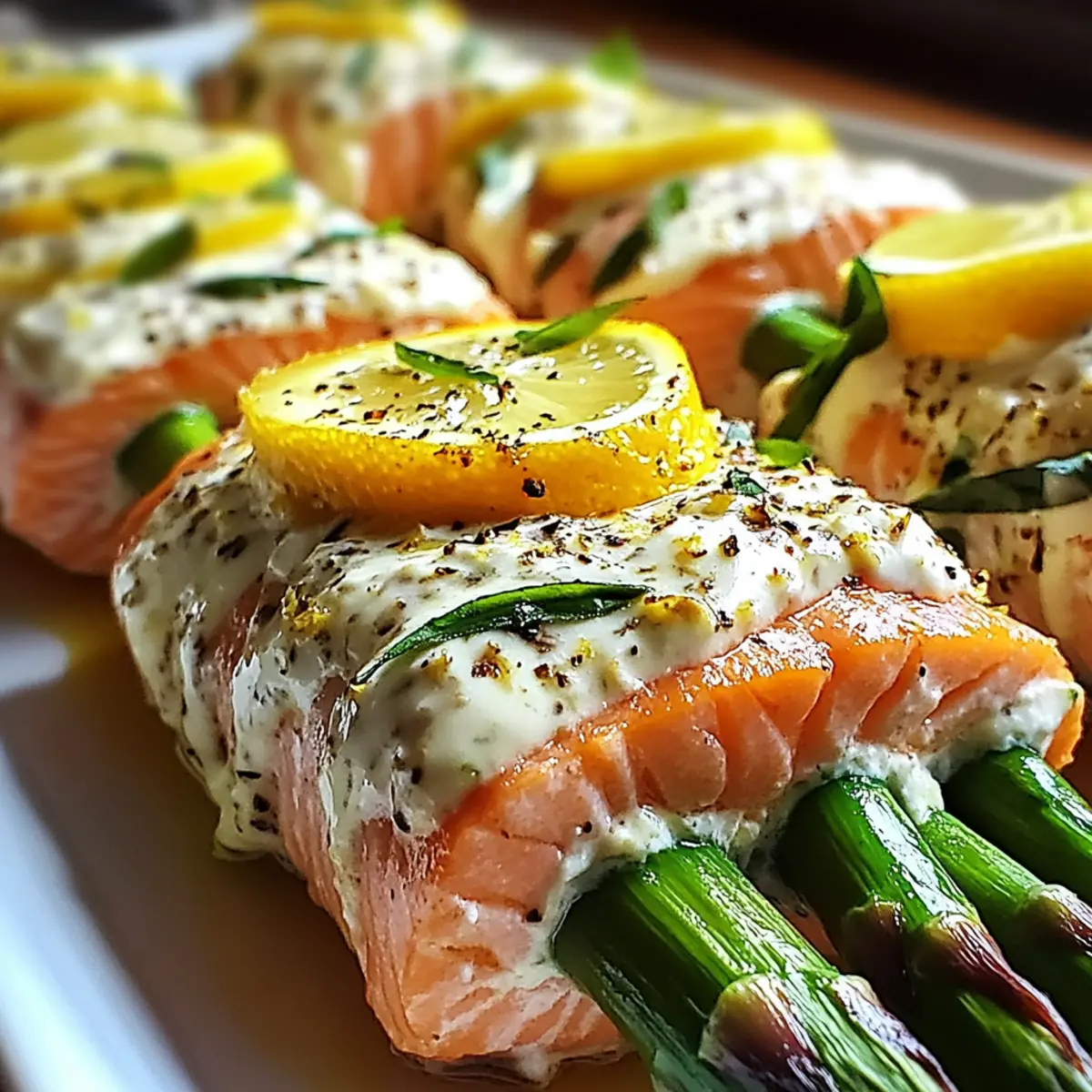 Asparagus & Lemon Basil Ricotta Stuffed Salmon Rolls