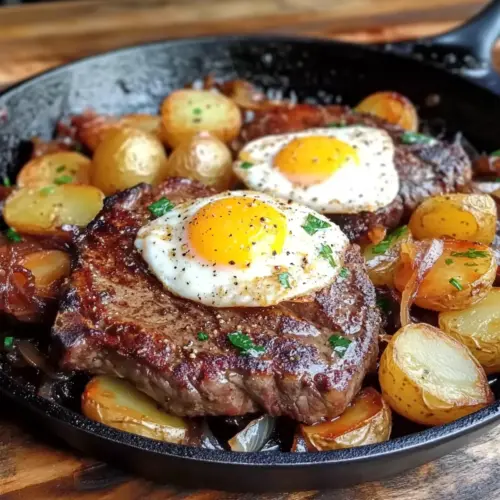 Crispy Ultimate Steak and Eggs Breakfast Skillet