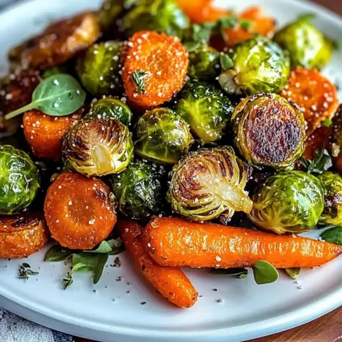 Crispy Roasted Brussels Sprouts and Carrots