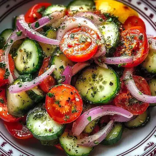 Mediterranean Salad with Cucumber, Tomato and Onion