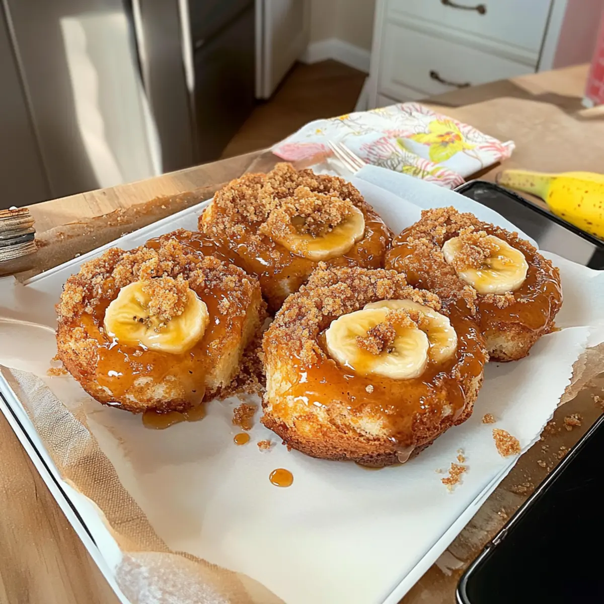 Salted Caramel Banana Crumble Buns