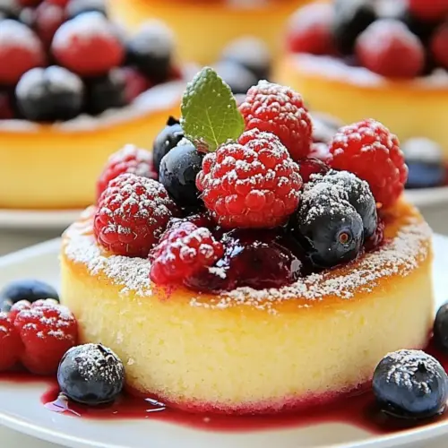 Fluffy Lemon Cakes with Berry Compote