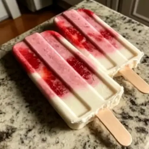 Strawberry Cheesecake Greek Yogurt Popsicles