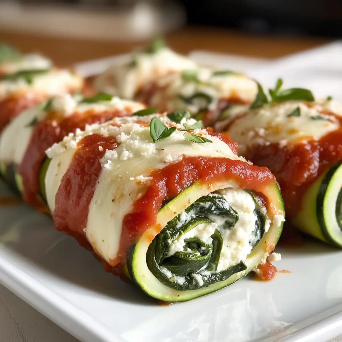 Zucchini Lasagna Roll-Ups With Spinach and Cheese