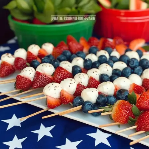 Star-Spangled Strawberry Caprese Skewers
