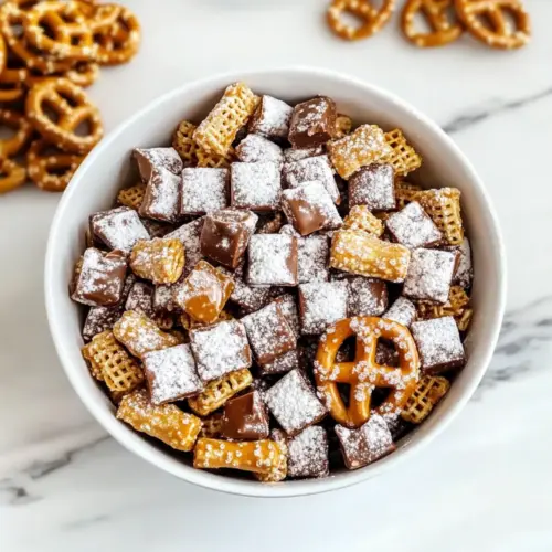 Salted Caramel Pretzel Puppy Chow