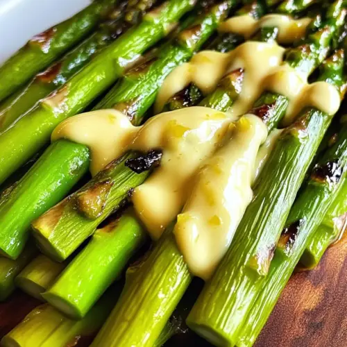 Grilled Asparagus with Tangy Tahini Lemon Sauce
