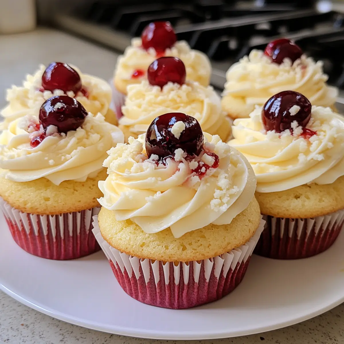 White Chocolate Cherry Cupcakes