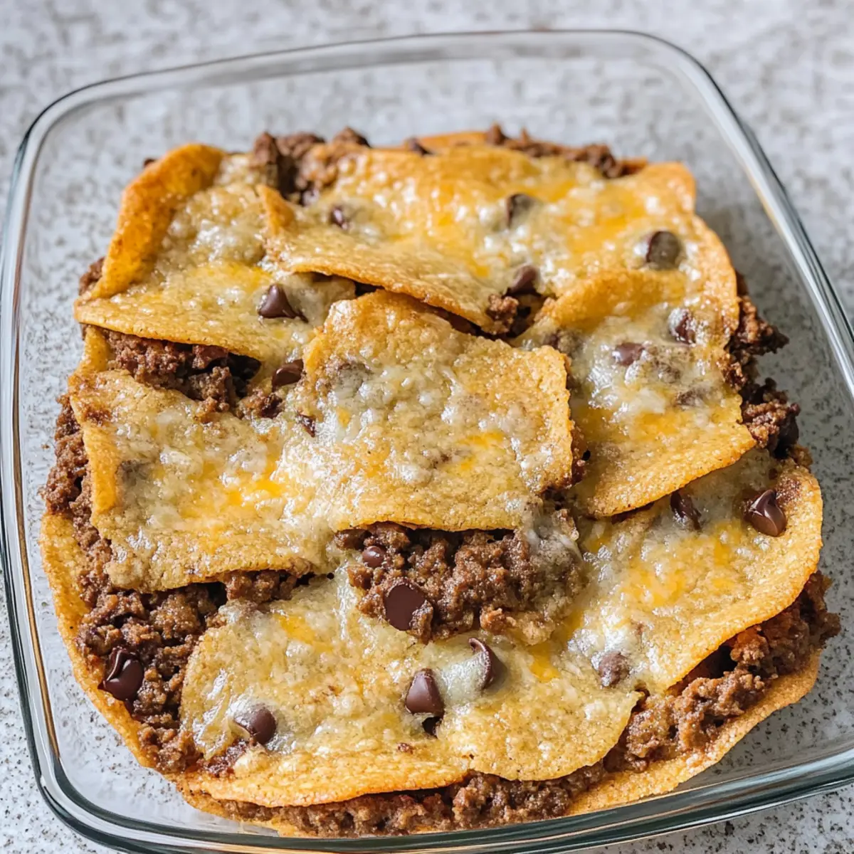 4-ingredients cheesy beef quesadilla bake