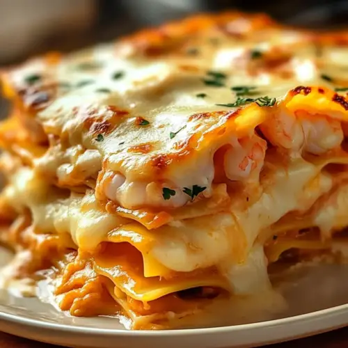 Creamy Garlic Butter Shrimp Lasagna