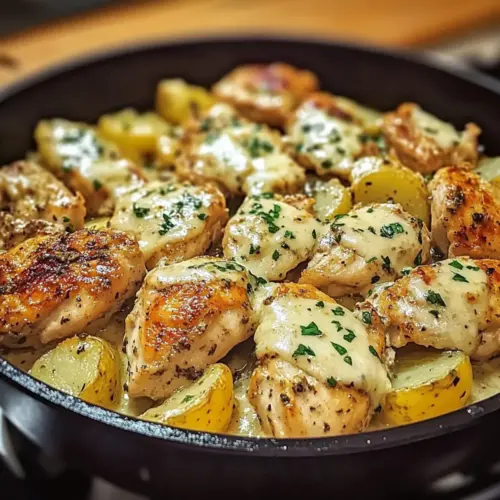 Garlic Parmesan Chicken and Potatoes Skillet